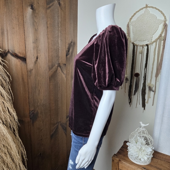 NWT Maurice's Velvet Short Puffy Sleeve Scoop Neck Top - Picture 4 of 14